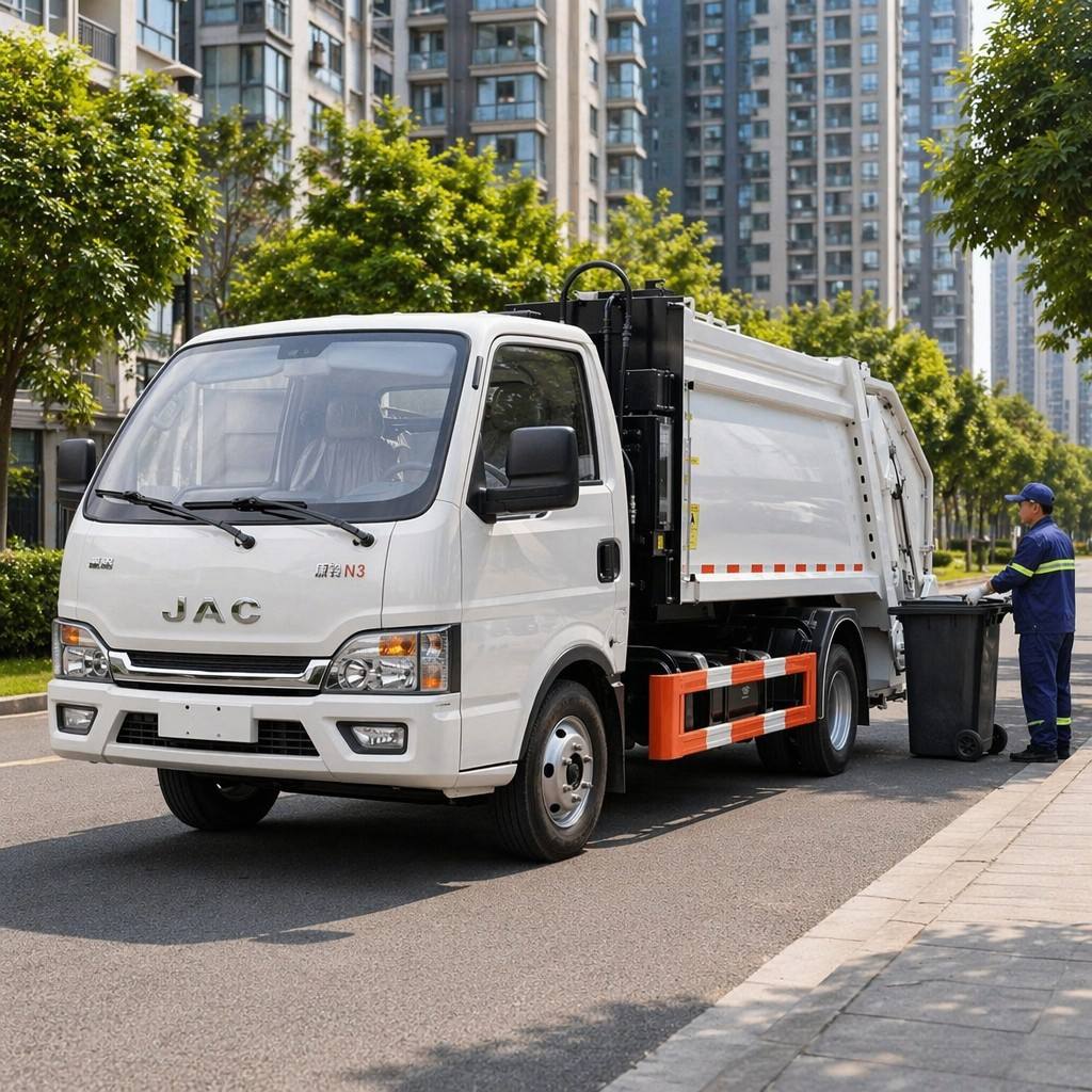 Camion della spazzatura a compressione 5-6CBM con telaio JAC in vendita